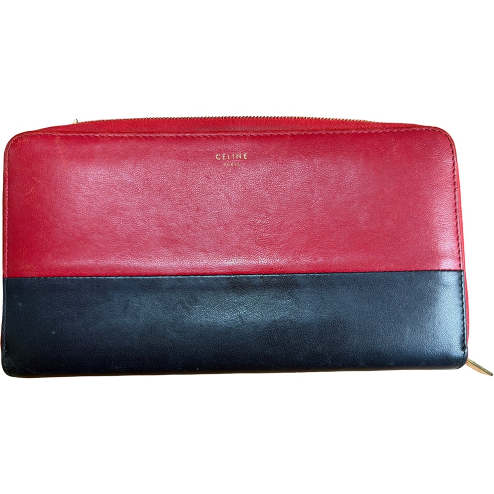 Céline Two-Tone Navy and Red Zip Wallet